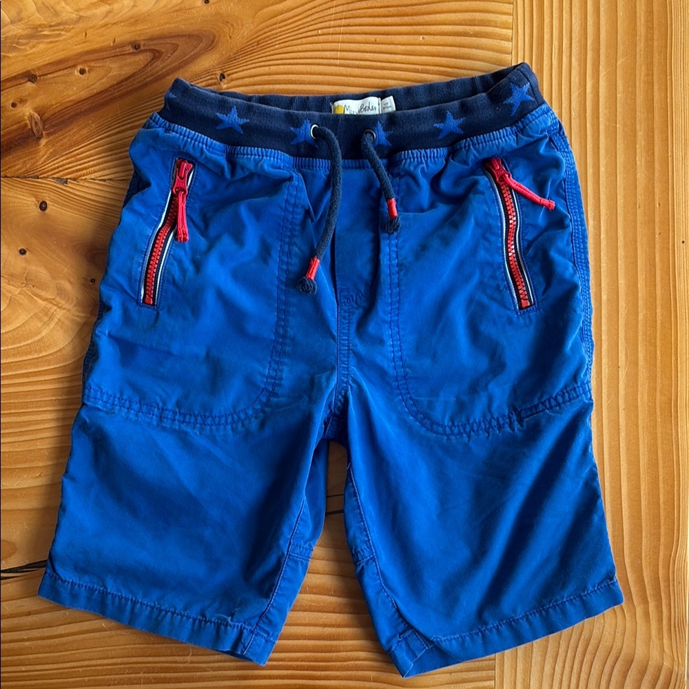 Mini Boden Blue and Red Sporty Shorts with Elastic Waistband